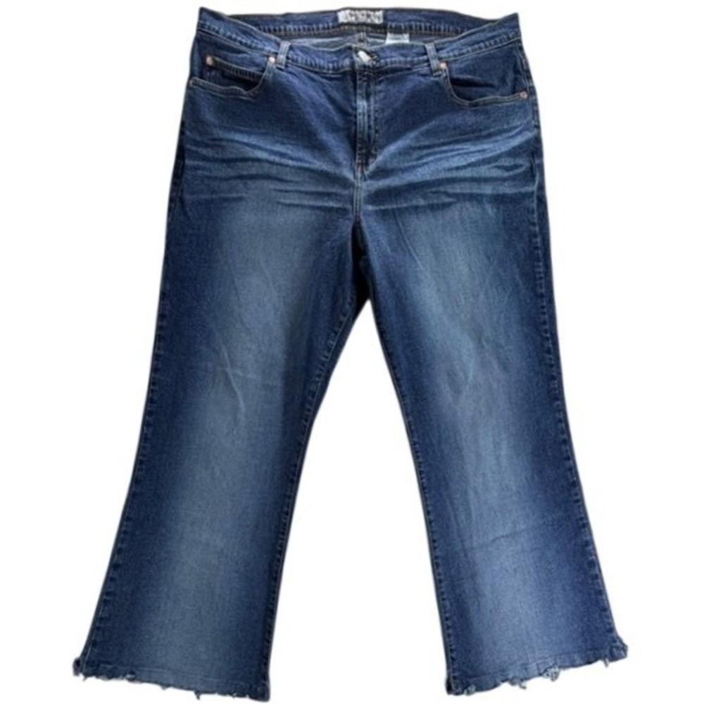 Vintage Y2K Paris Blues Cropped Flare Jeans Raw Hem Plus Size 20W Blue Bootcut